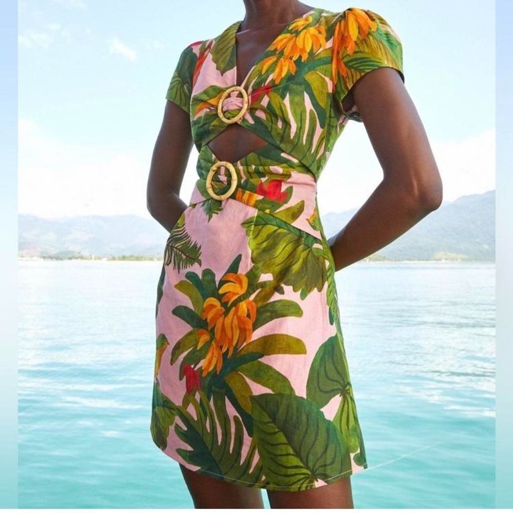 FARM Rio Pink Cocoa Forest Mini Dress